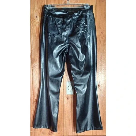 RAG Faux Leather Motorcycle Jacket and Pants with Rhinestones Women's size 9 - Picture 7 of 8